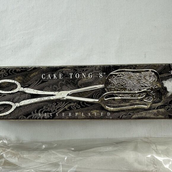 Studio Silversmiths Silver Plated 8" Cake Tong Pastry Serving Ornate New In Box - Picture 3 of 9